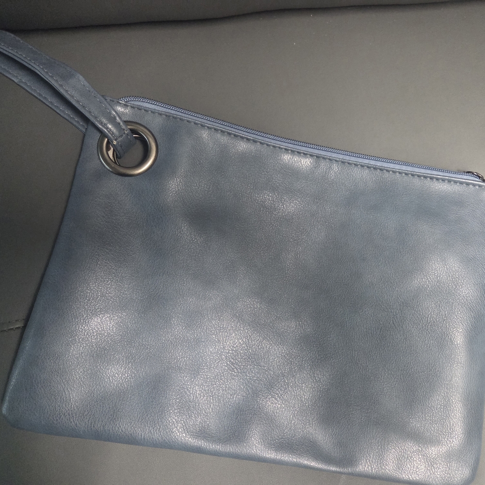 Elegant Blue Leather Clutch